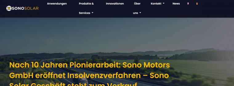 Enerige & Management > Wirtschaft - Sono Motors ist insolvent