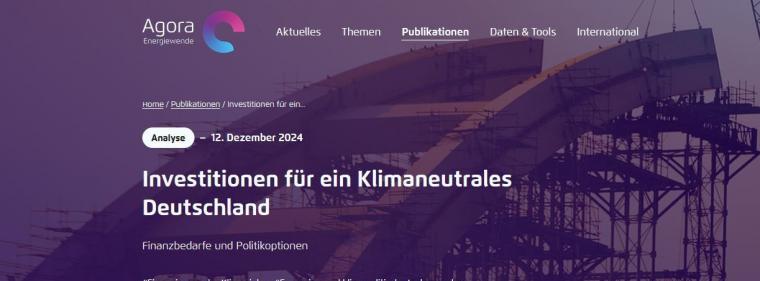 Enerige & Management > Studien - Agora fordert Reformen für mehr Energiewende-Investitionen