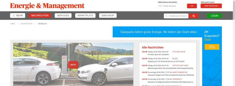 Enerige & Management > In Eigener Sache - E&M: Relaunch des Internetauftritts